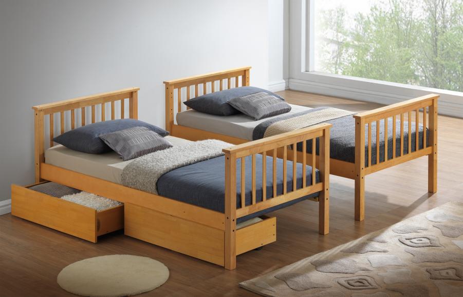 The Artisan Bed Company Alaska Beech Finish Bunk Bed with two Underbed Drawers