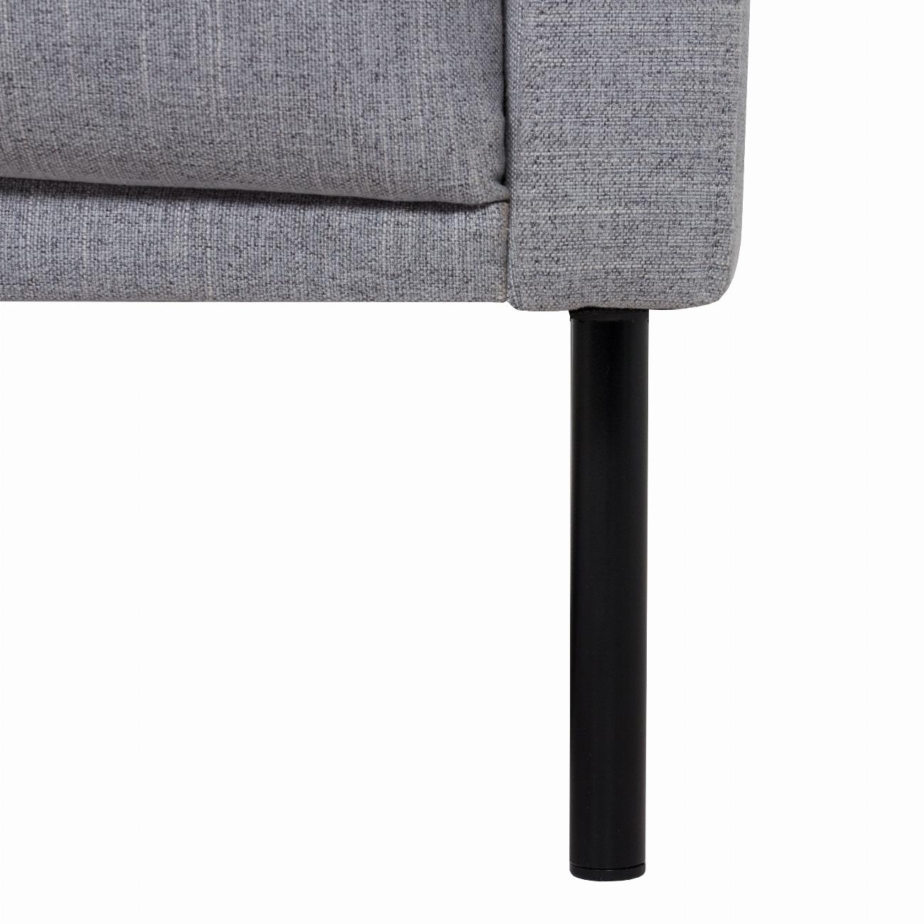 Larvik Chaiselongue Sofa (LH) - Grey , Black Legs