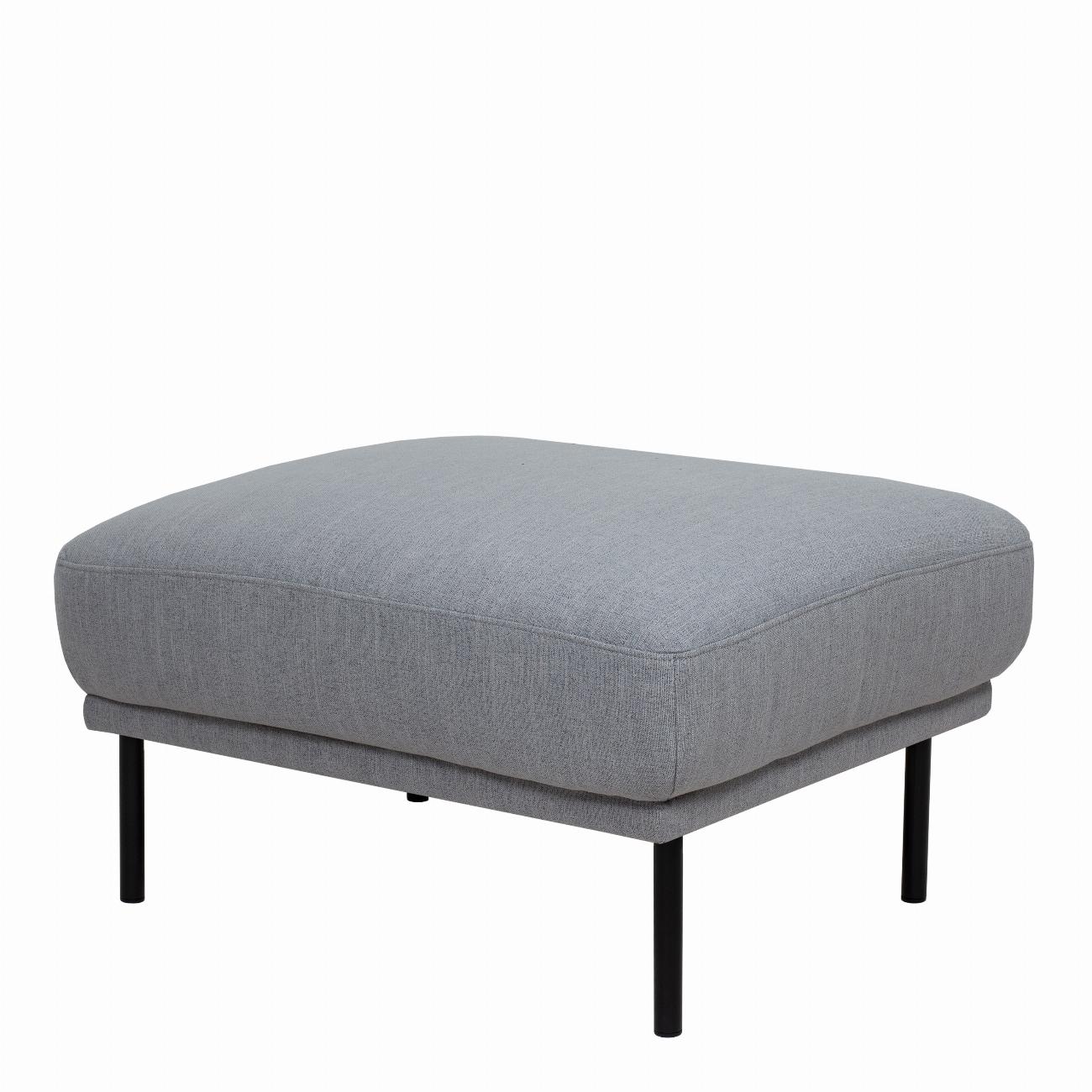 Larvik Footstool - Grey, Black Legs