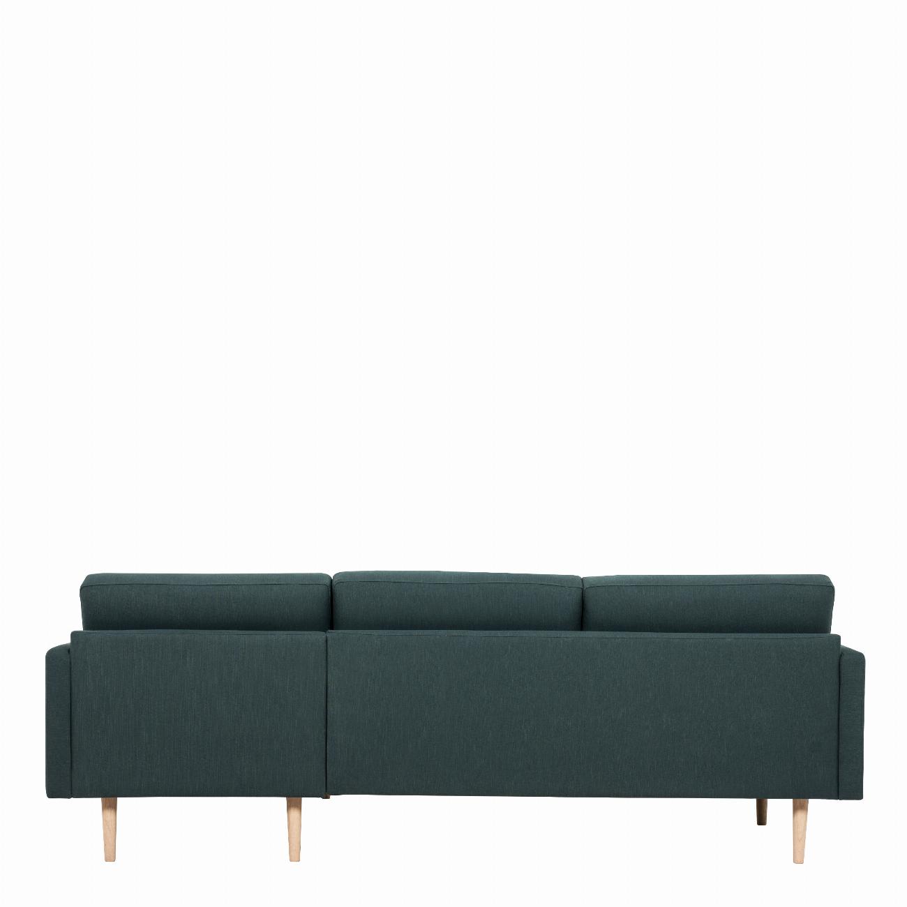 Larvik Chaiselongue Sofa (RH) - Dark Green, Oak Legs