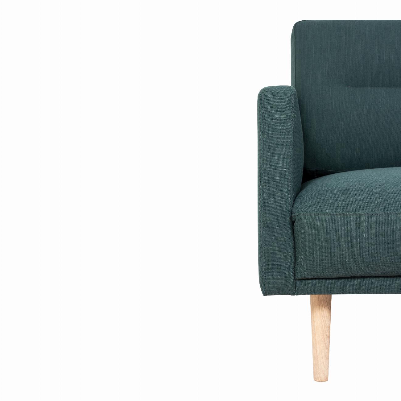 Larvik Chaiselongue Sofa (RH) - Dark Green, Oak Legs