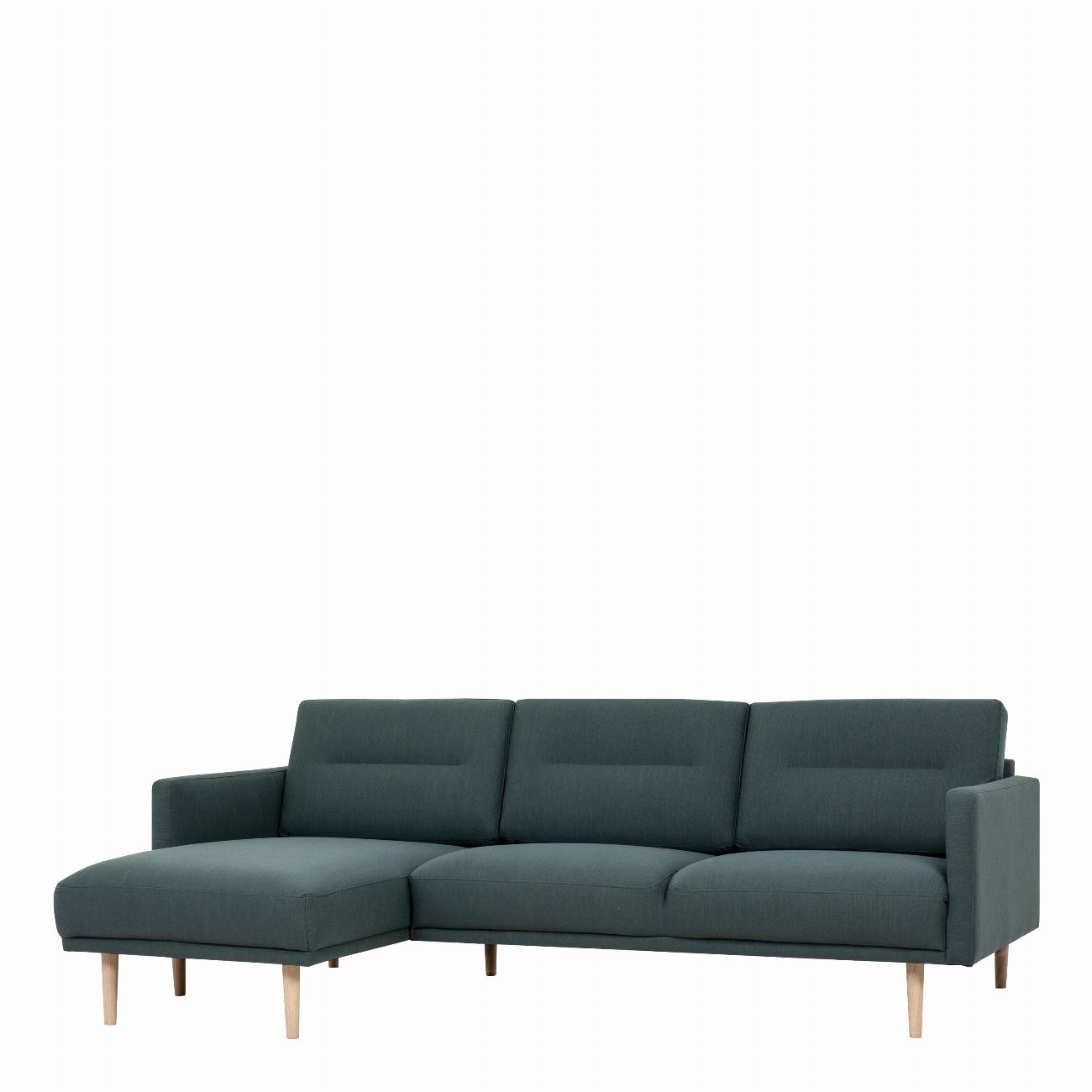 Larvik Chaiselongue Sofa  (LH) - Dark Green, Oak Legs