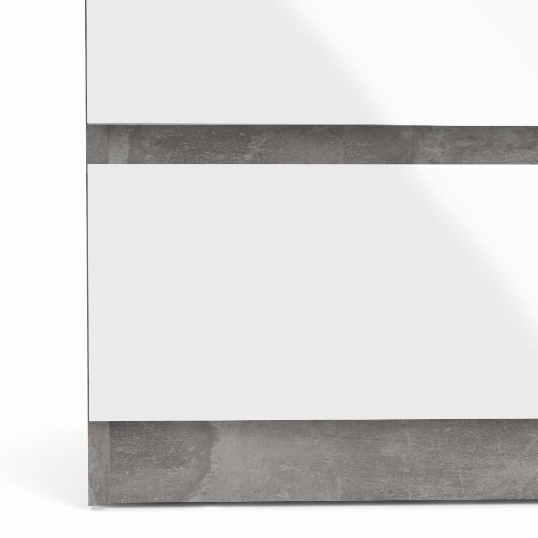 Naia Chest of 5 Drawers in Concrete and White High Gloss