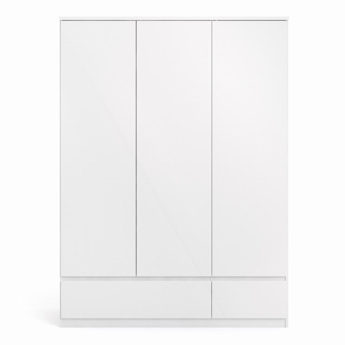 Naia Wardrobe with 3 doors + 2 drawers in White High Gloss