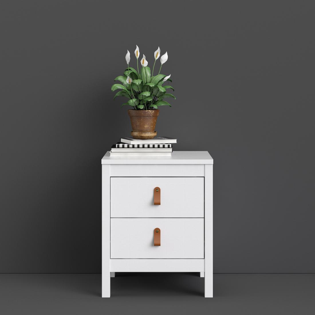 Barcelona Bedside Table 2 drawers in White