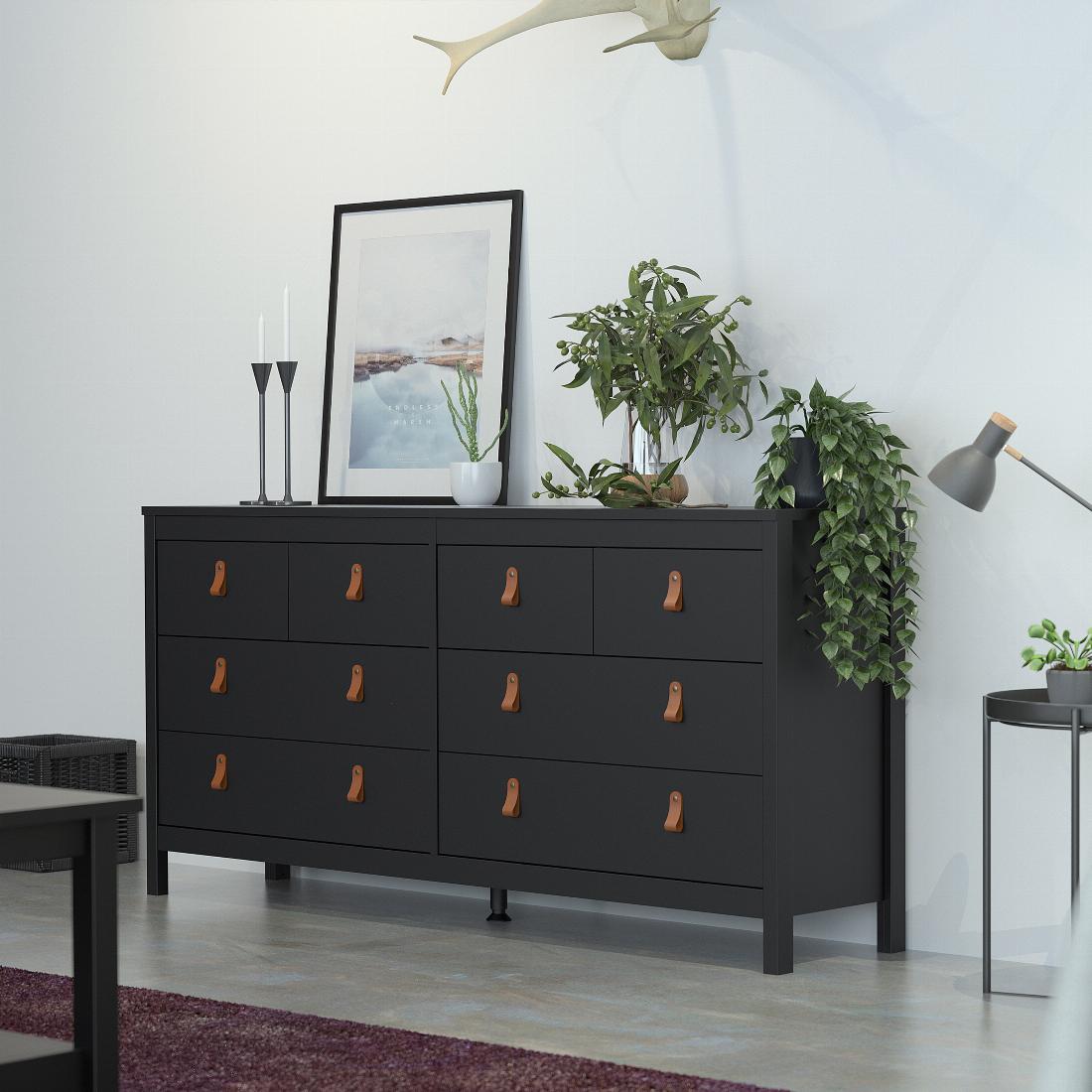 Barcelona Double dresser 4+4 drawers in Matt Black