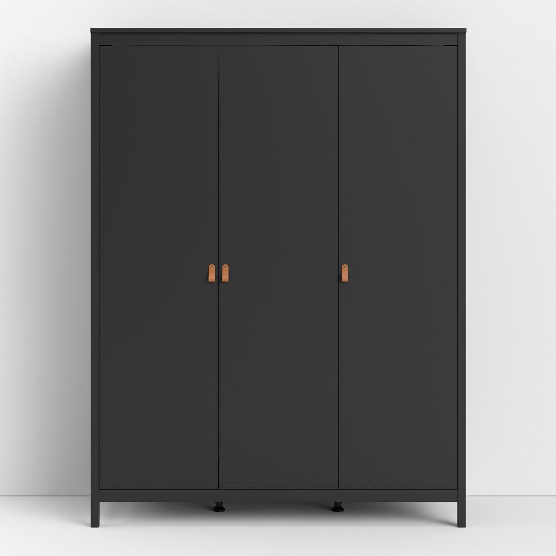 Barcelona Wardrobe with 3 doors in Matt Black