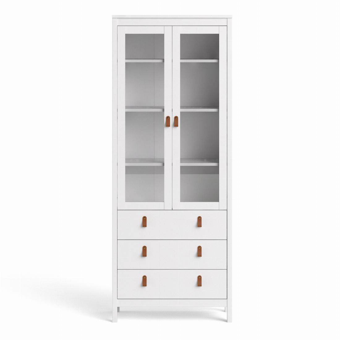 Barcelona China cabinet 2 doors w/glass + 3 drawers in White