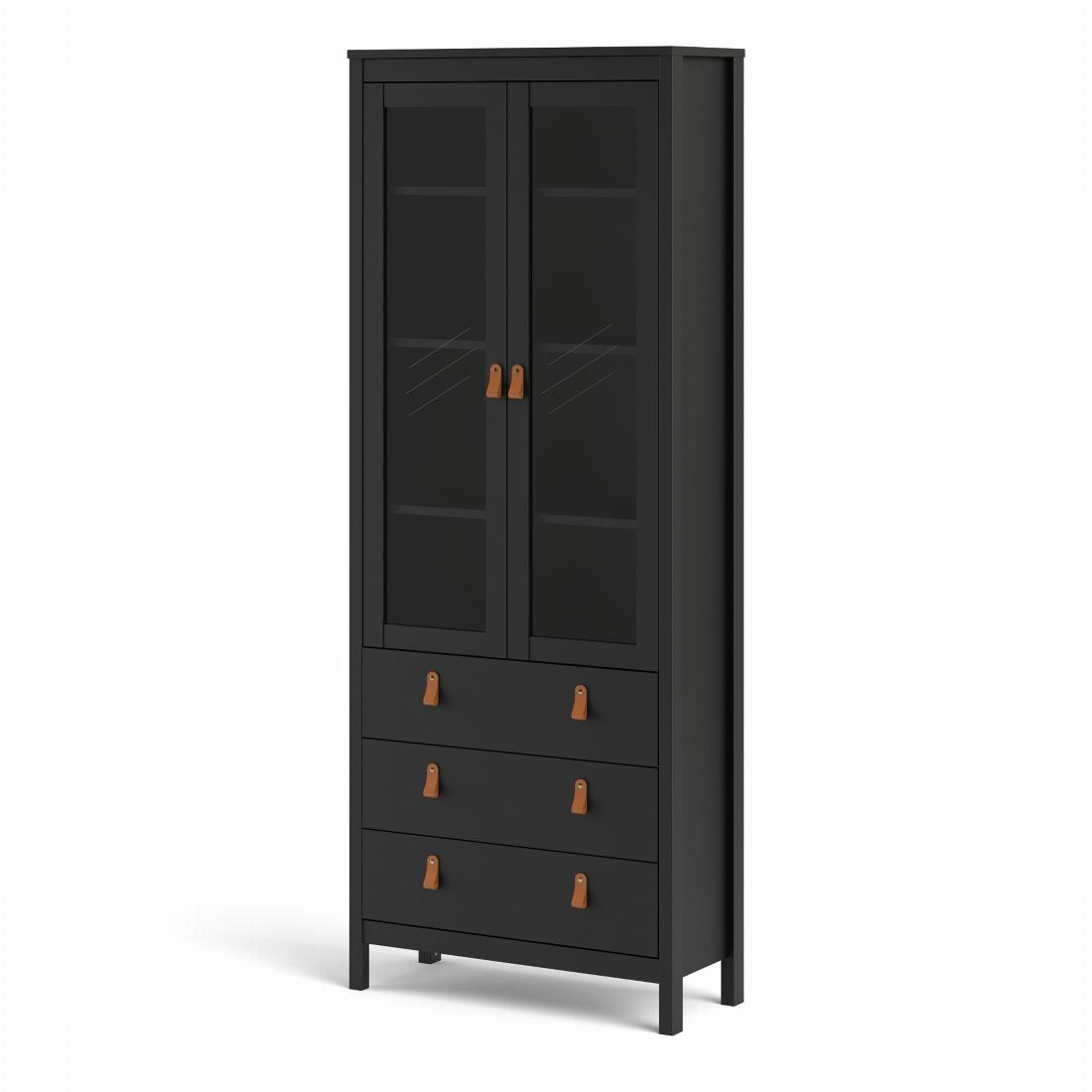 Barcelona China cabinet 2 doors w/glass + 3 drawers in Matt Black