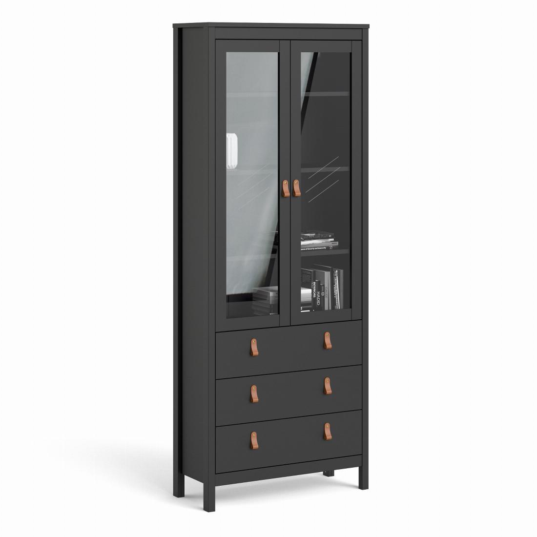 Barcelona China cabinet 2 doors w/glass + 3 drawers in Matt Black