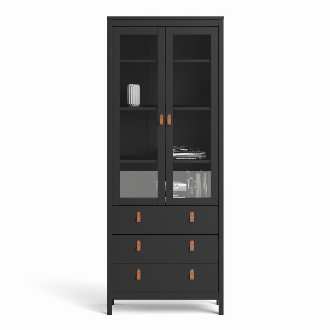 Barcelona China cabinet 2 doors w/glass + 3 drawers in Matt Black