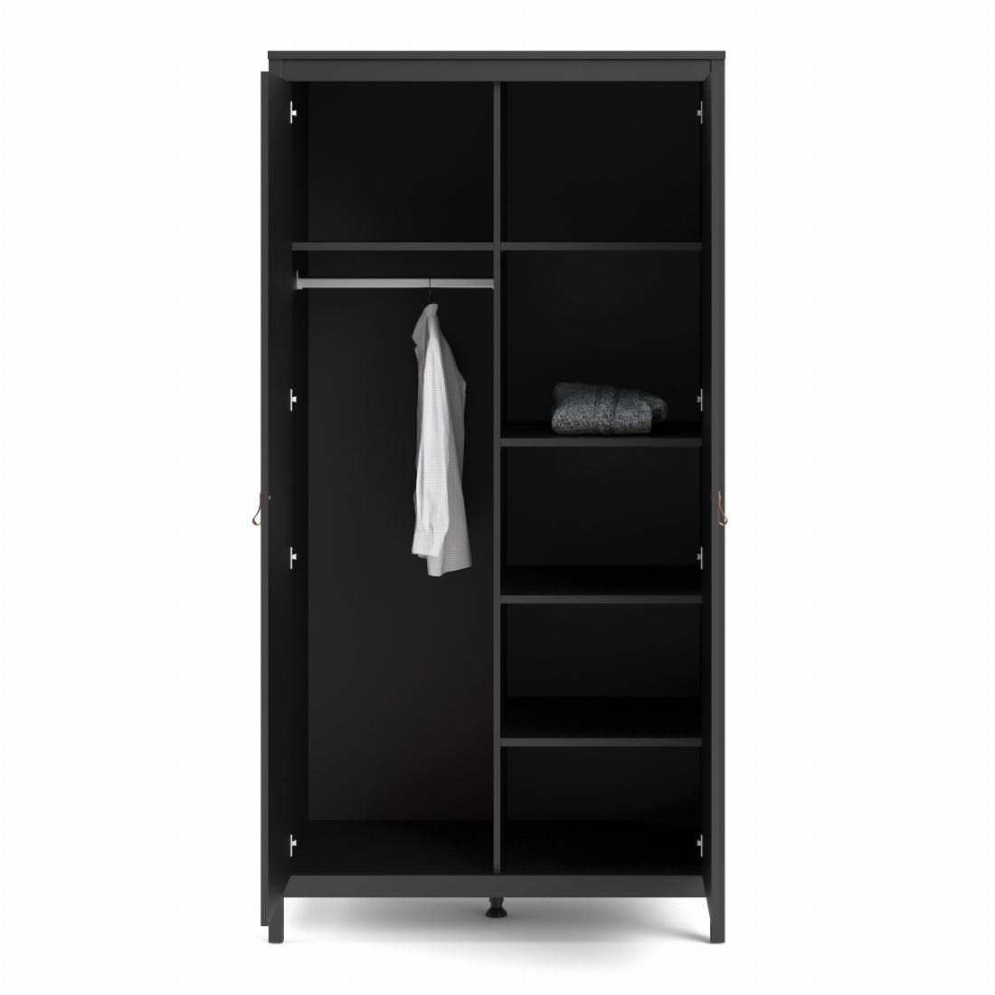 Barcelona Wardrobe with 2 doors in Matt Black