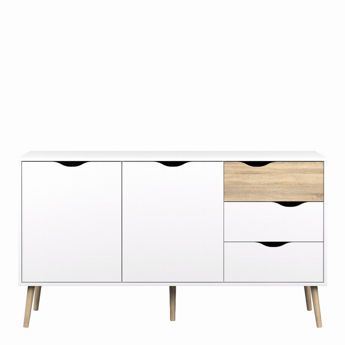 Oslo Sideboard - Large - 3 Drawers 2 Doors in White and Oak