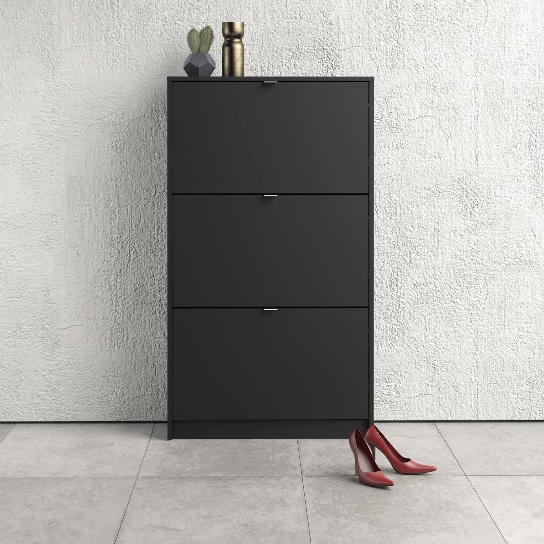 Shoe cabinet  w. 3 tilting doors and 2 layers