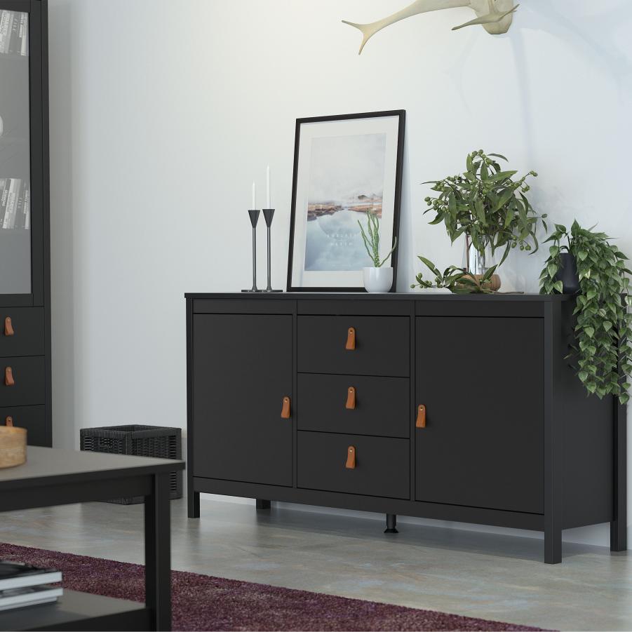 Barcelona Sideboard 2 doors 3 drawers in Matt Black