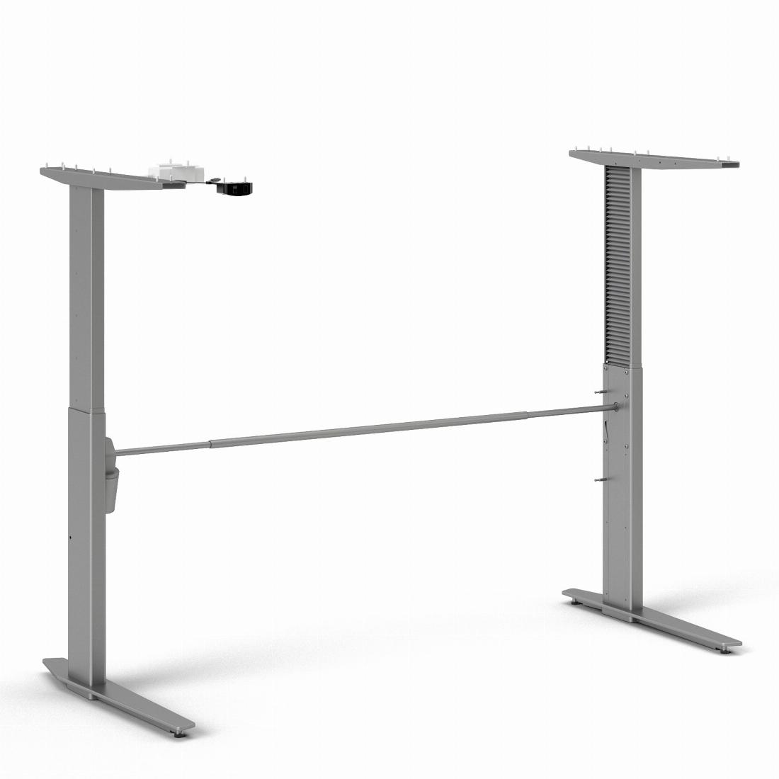 Prima Desk 150 cm in Black woodgrain with Height adjustable legs with electric control in Silver grey steel