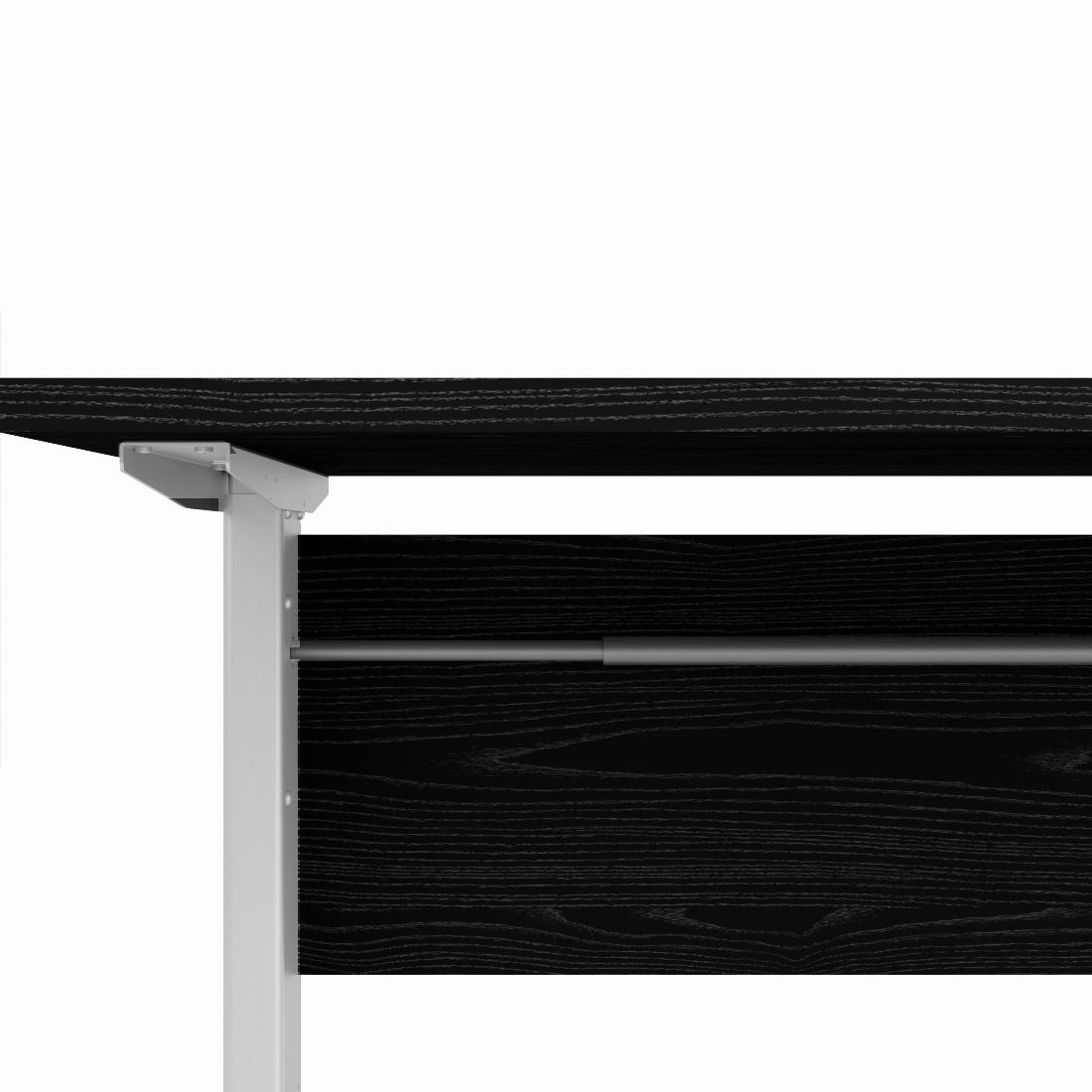 Prima Desk 150 cm in Black woodgrain with Height adjustable legs with electric control in White