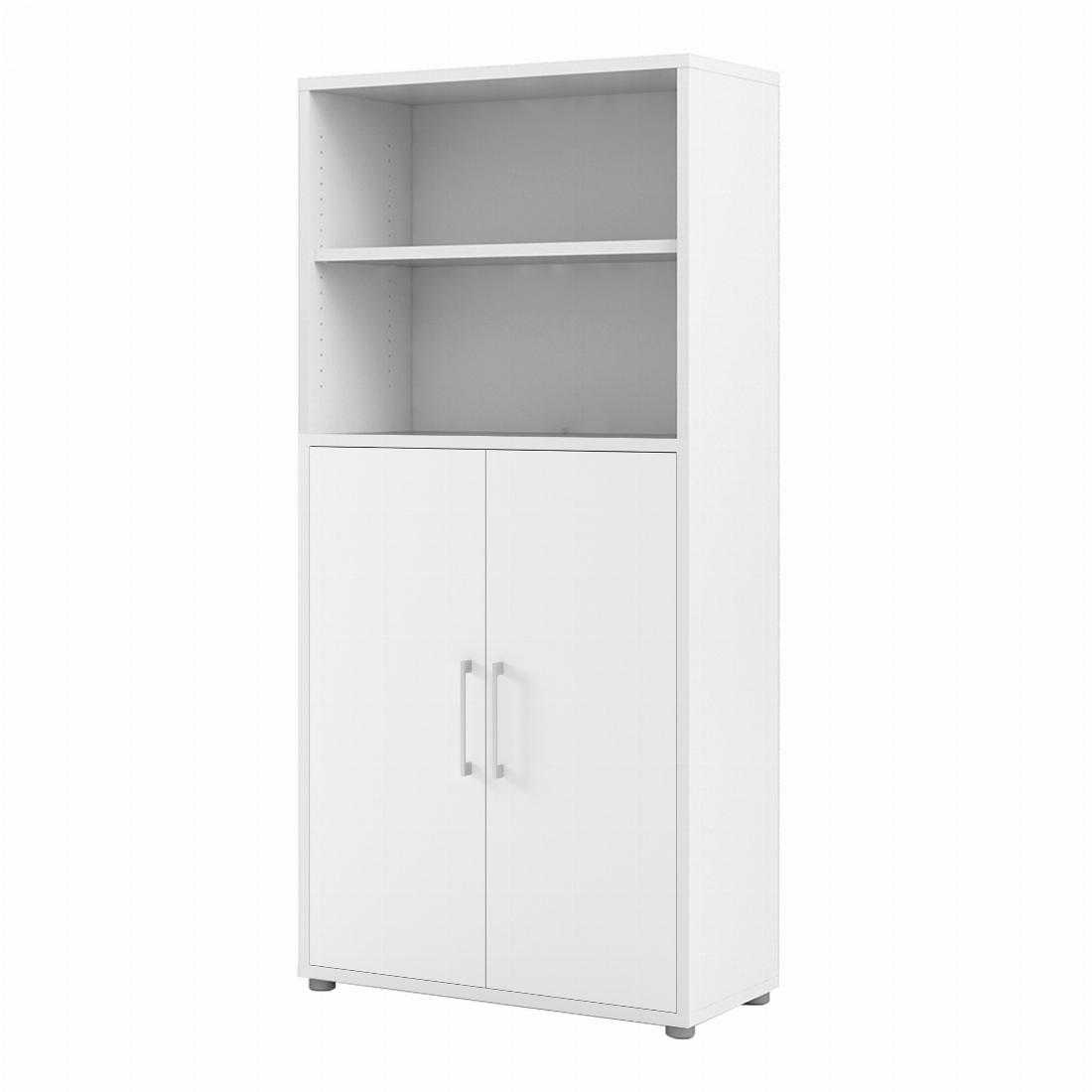 Prima Bookcase 4 Shelves with 2 Doors in White