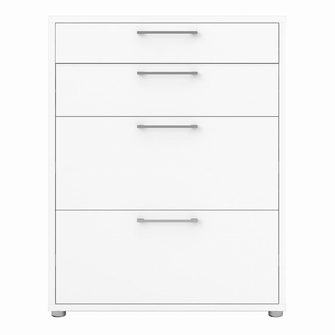 Prima Office Storage With 2 Drawers + 2 File Drawers In White