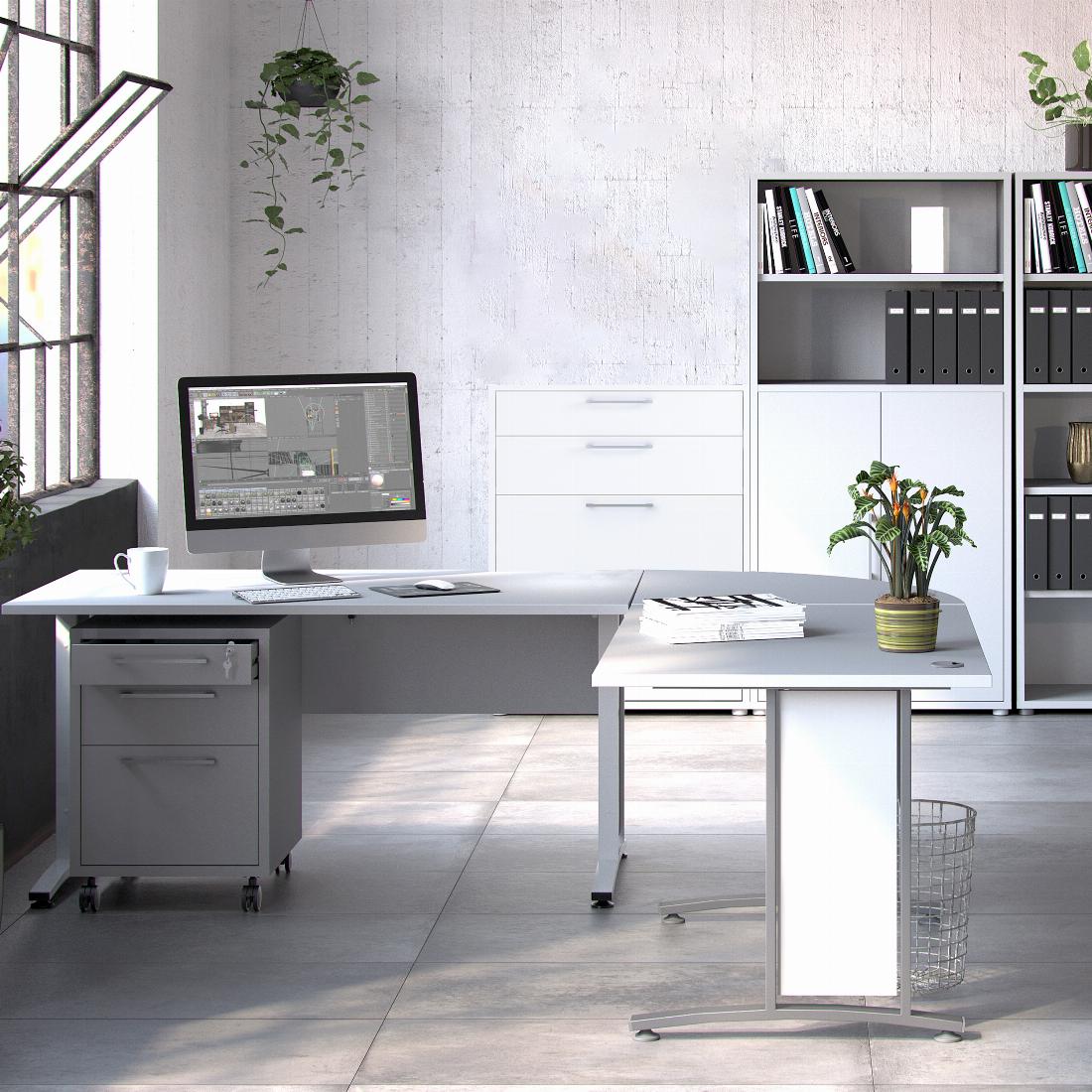 Prima Office Storage With 2 Drawers + 2 File Drawers In White