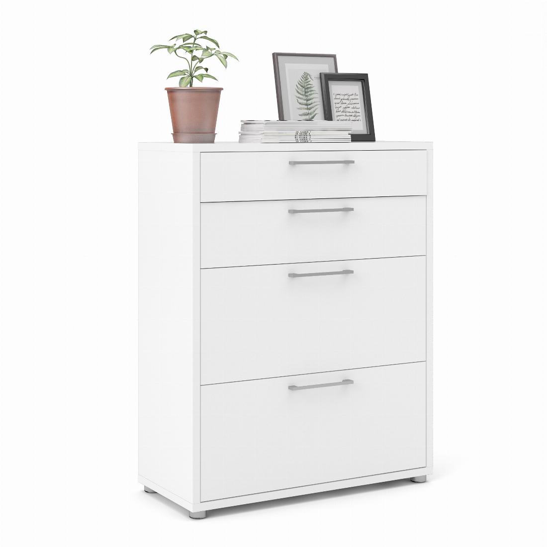 Prima Office Storage With 2 Drawers + 2 File Drawers In White