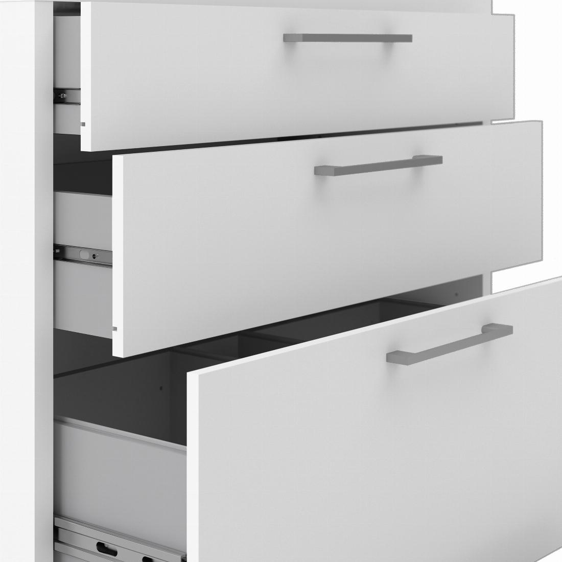 Prima Bookcase 2 Shelves With 2 Drawers + 2 File Drawers In White