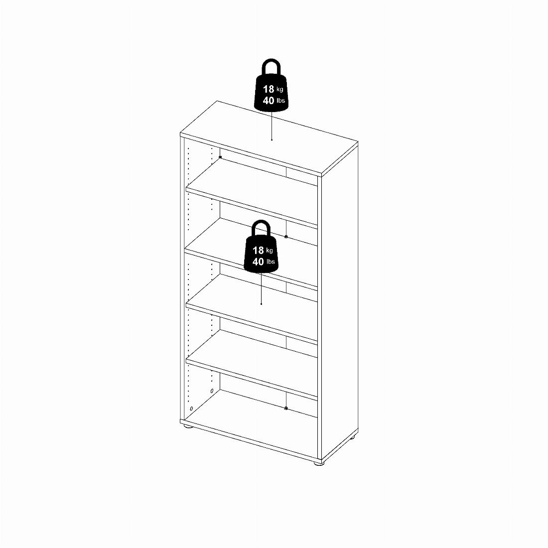 Prima Bookcase 3 Shelves With 2 Drawers And 2 Doors In Black Woodgrain