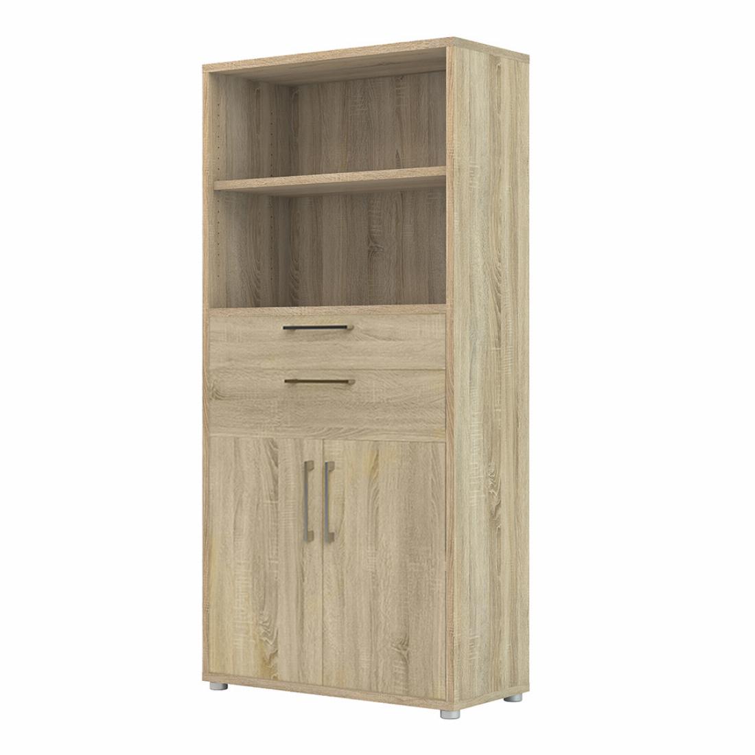 Prima Bookcase 2 Shelves With 2 Drawers And 2 Doors In Oak