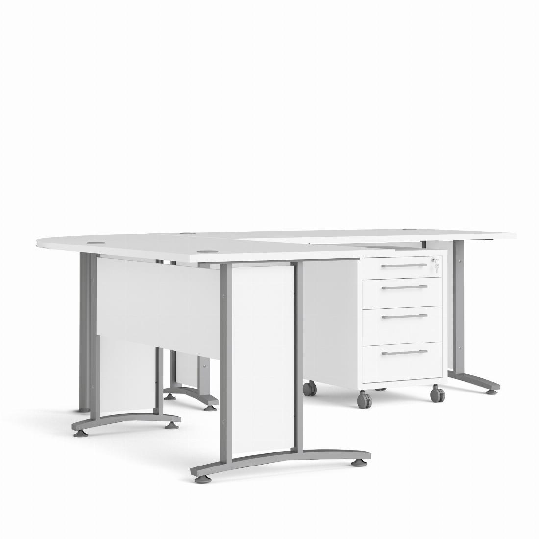 Prima Corner desk top in White with Silver grey steel legs