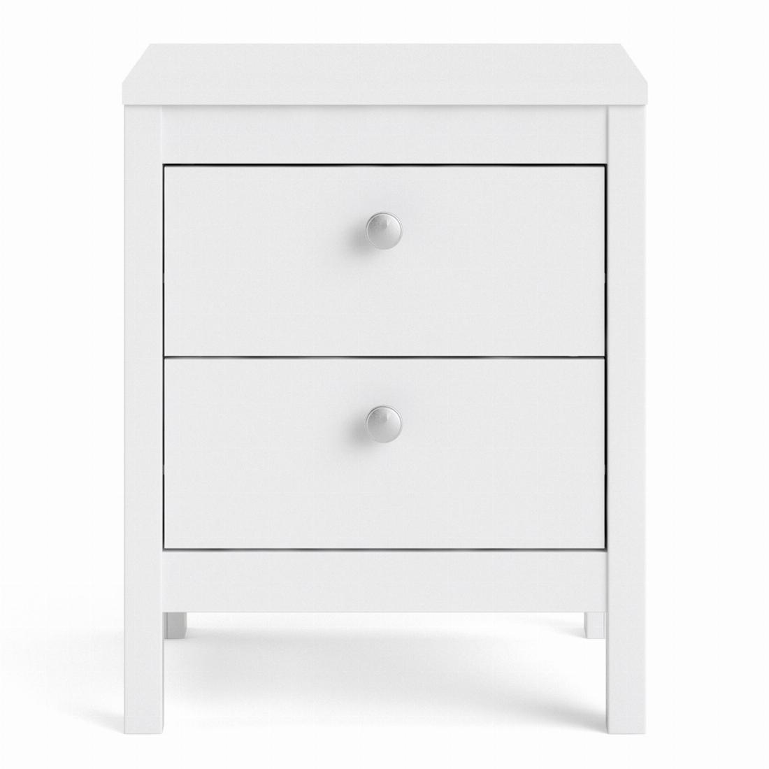 Madrid Bedside Table 2 drawers in White