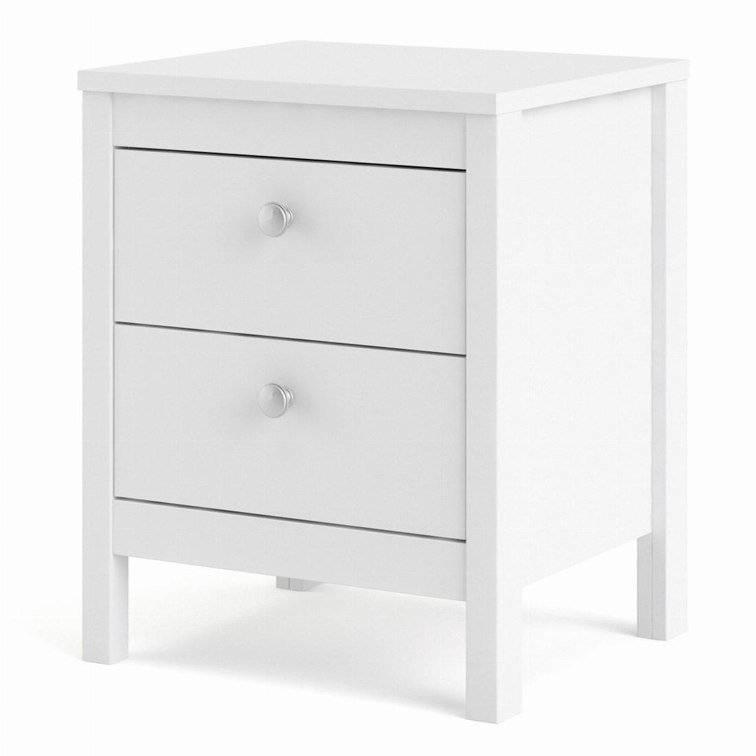 Madrid Bedside Table 2 drawers in White