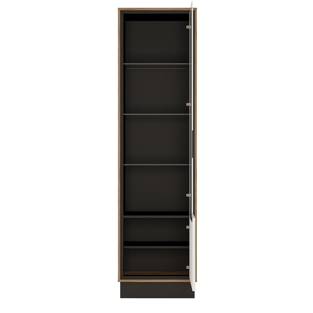 Brolo Tall glazed display cabinet RH With the walnut and dark panel finish