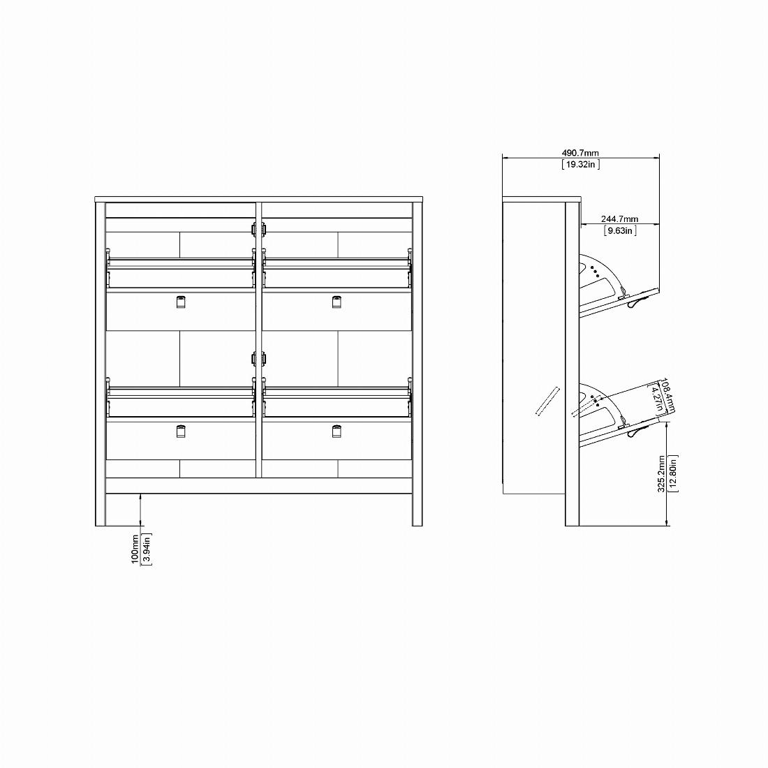 Madrid Shoe cabinet 4 Compartments in White