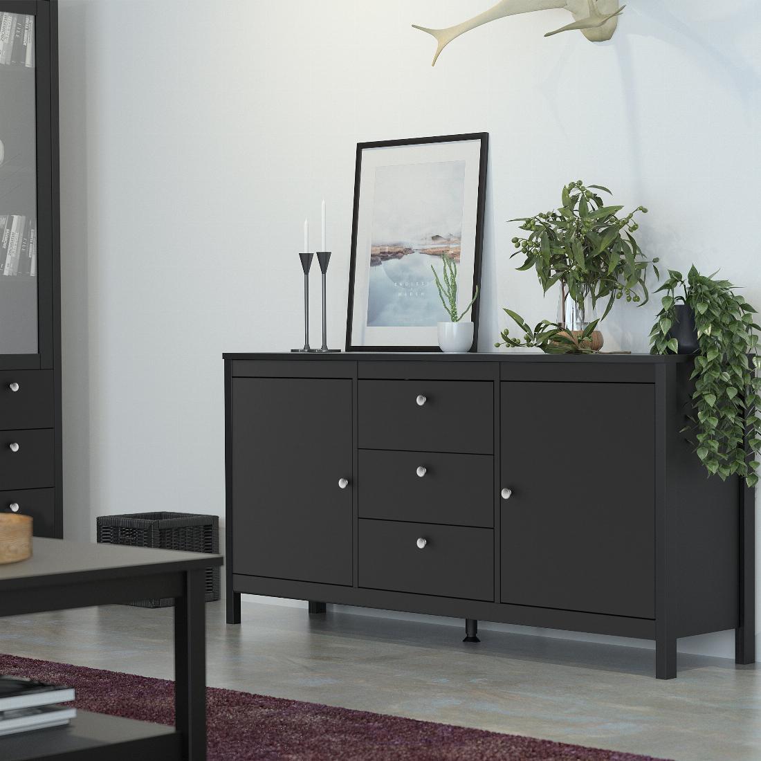 Madrid Sideboard 2 doors + 3 drawers in Matt Black