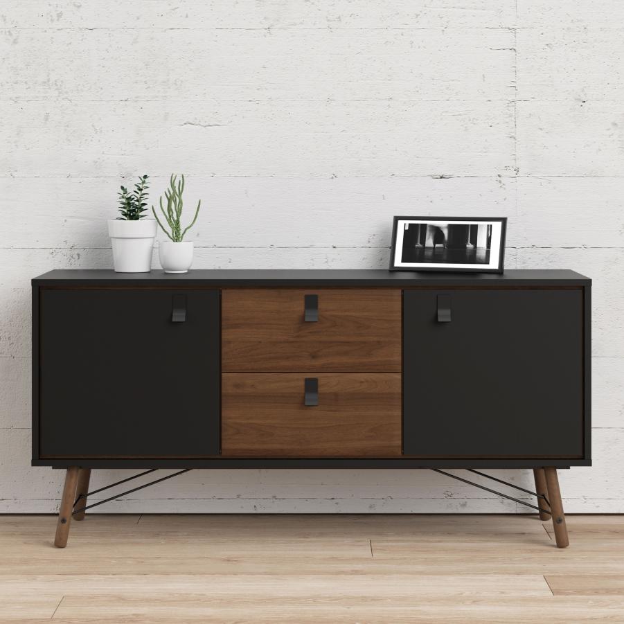 Ry Sideboard 2 doors 2 drawers in Matt Black Walnut