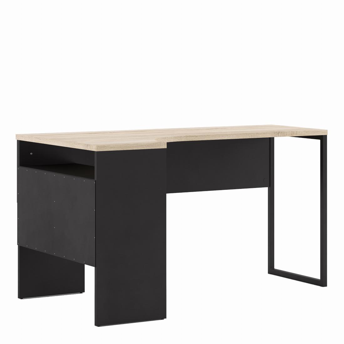 Function Plus Corner Desk 2 Drawers in Black Matt and Oak