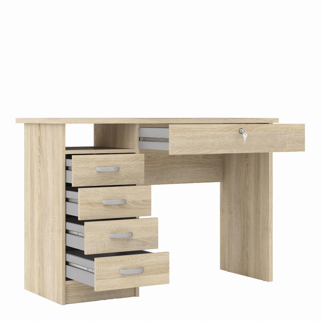 Function Plus Desk 5 Drawers in Oak