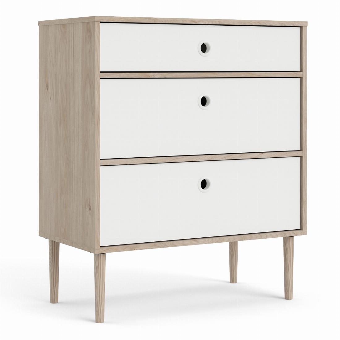 Rome Chest 3 Drawers in Jackson Hickory Oak with Matt White Jackson ...