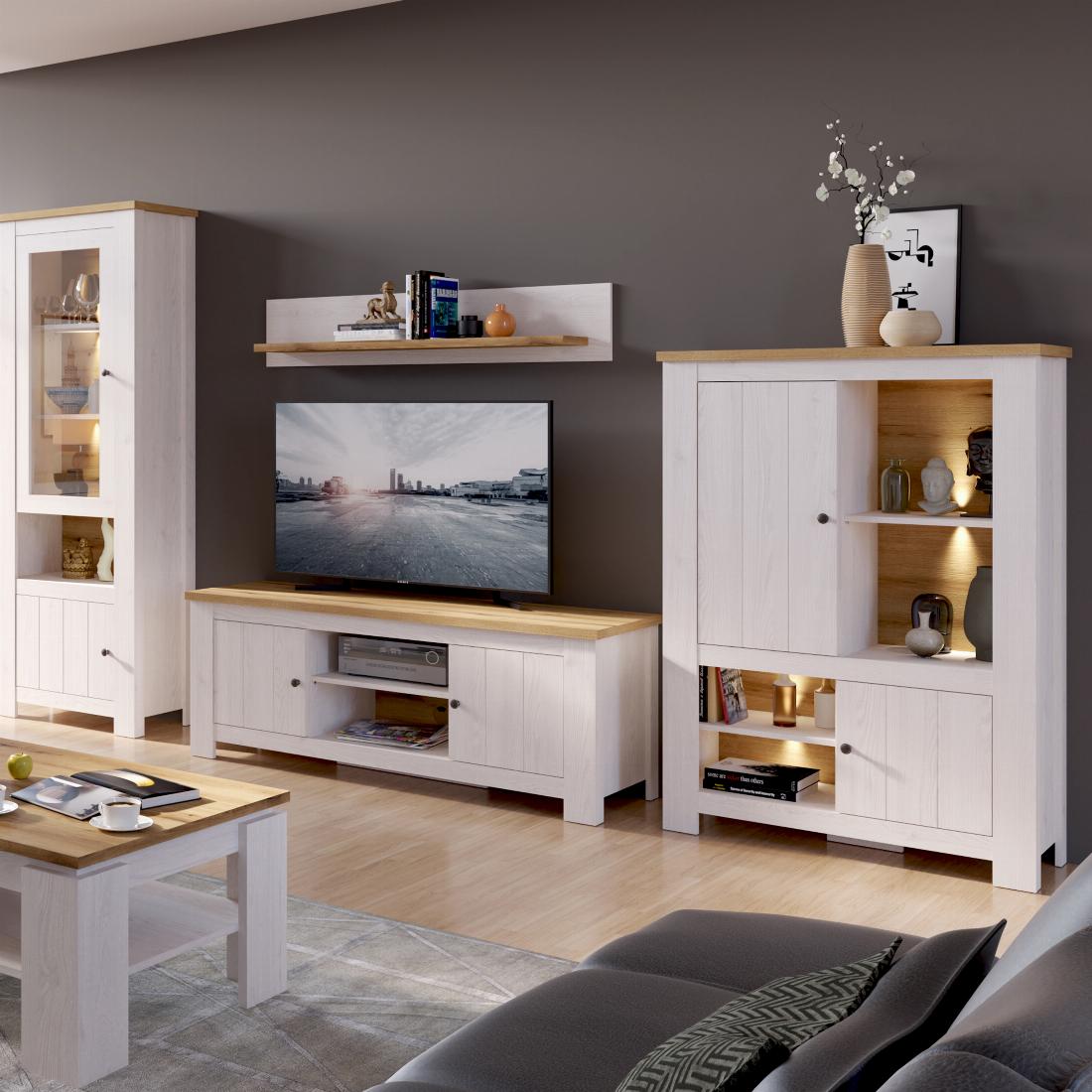 Celesto 2 door 4 shelves cabinet in White and Oak