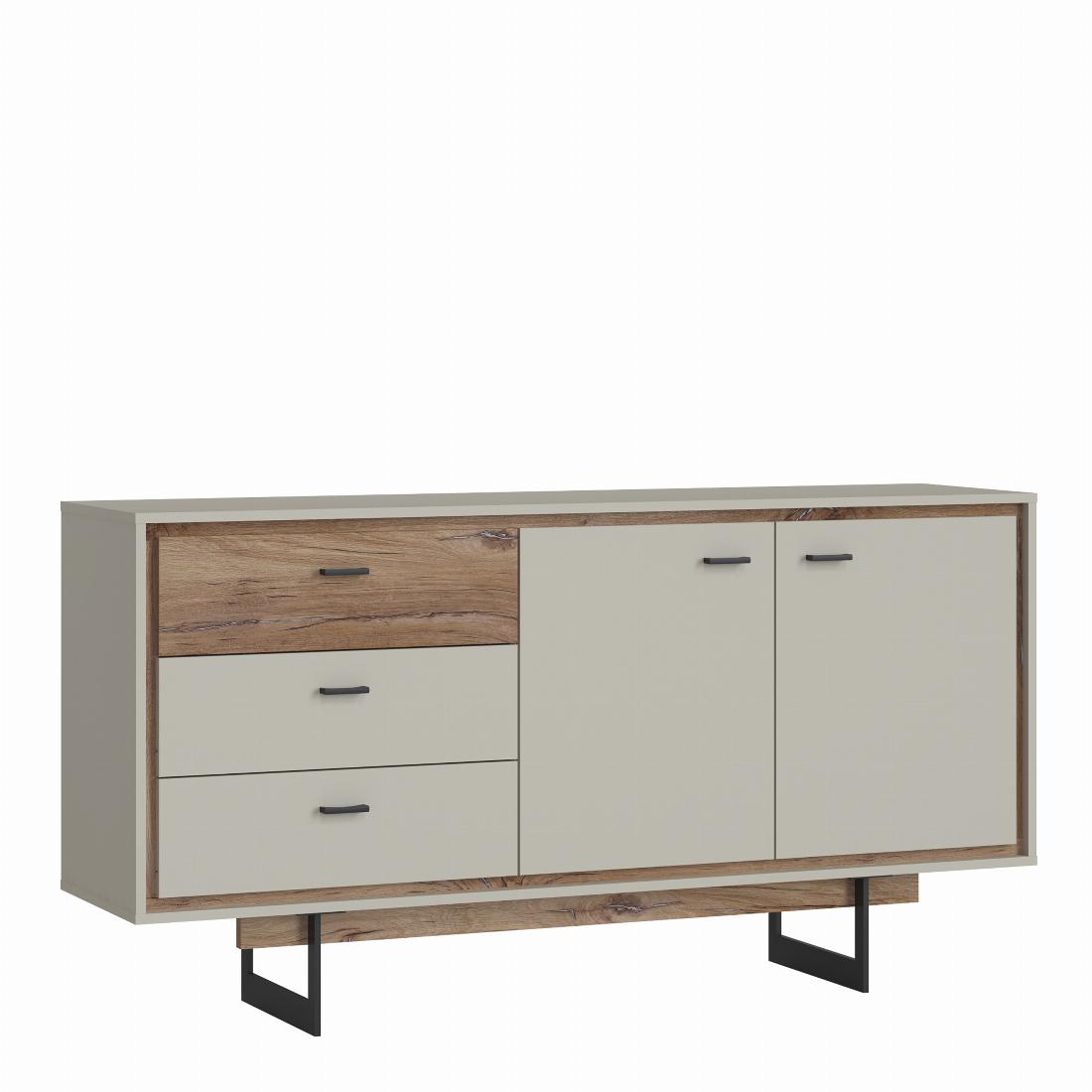 Rivero 2 Door 3 Drawer Sideboard  in Grey and Oak