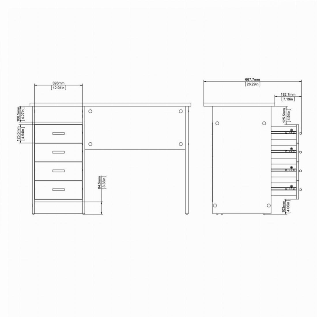 Function Plus 4 Drawer Desk in Oak