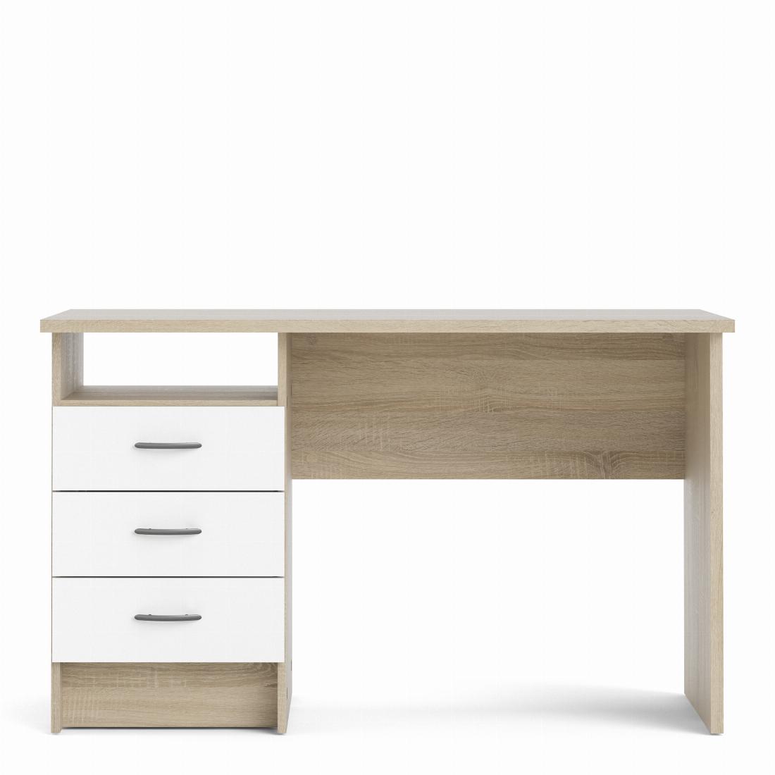 Function Plus Oak Desk 3 White Drawers 