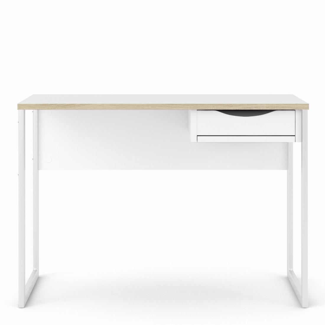 Function Plus Desk 1 Drawer in White with Oak Trim