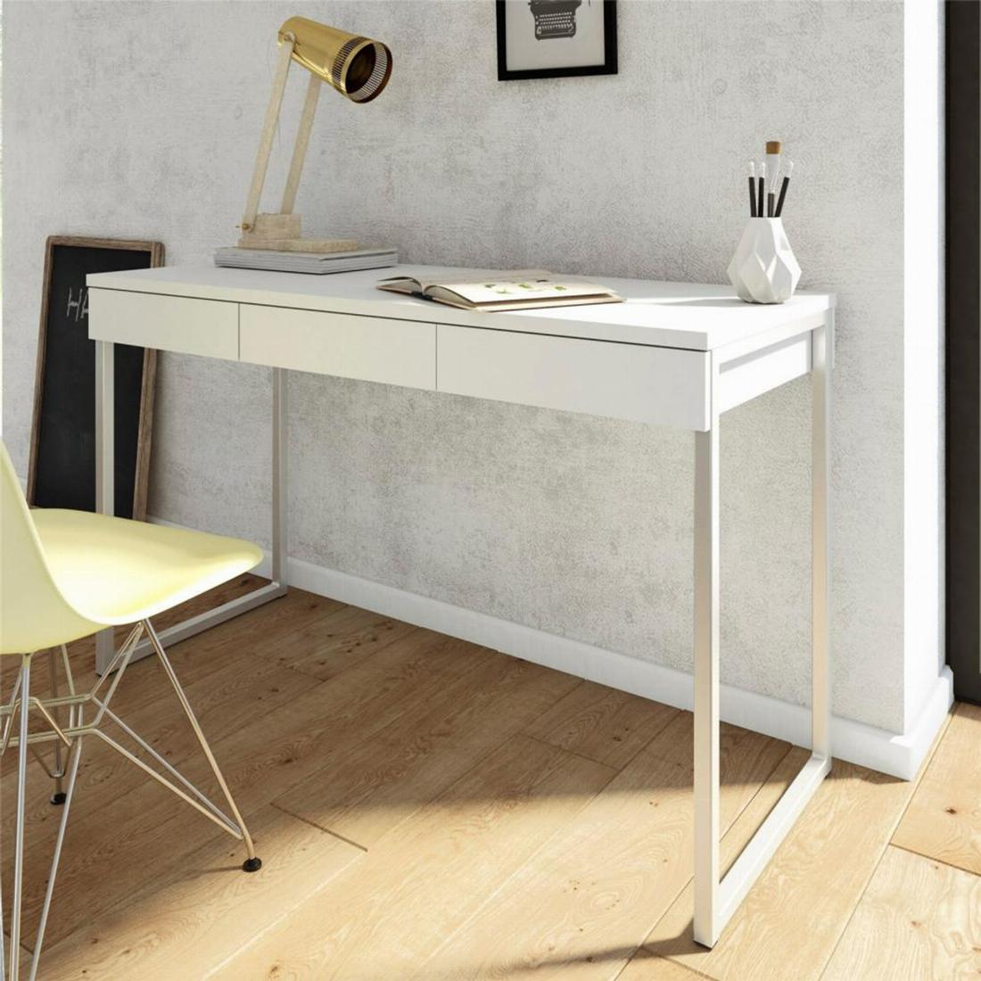 Function Plus Desk 3 Drawers in White