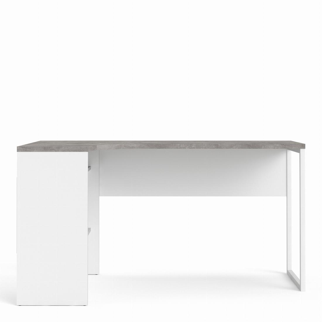 Function Plus Corner Desk 2 Drawers in White and Grey