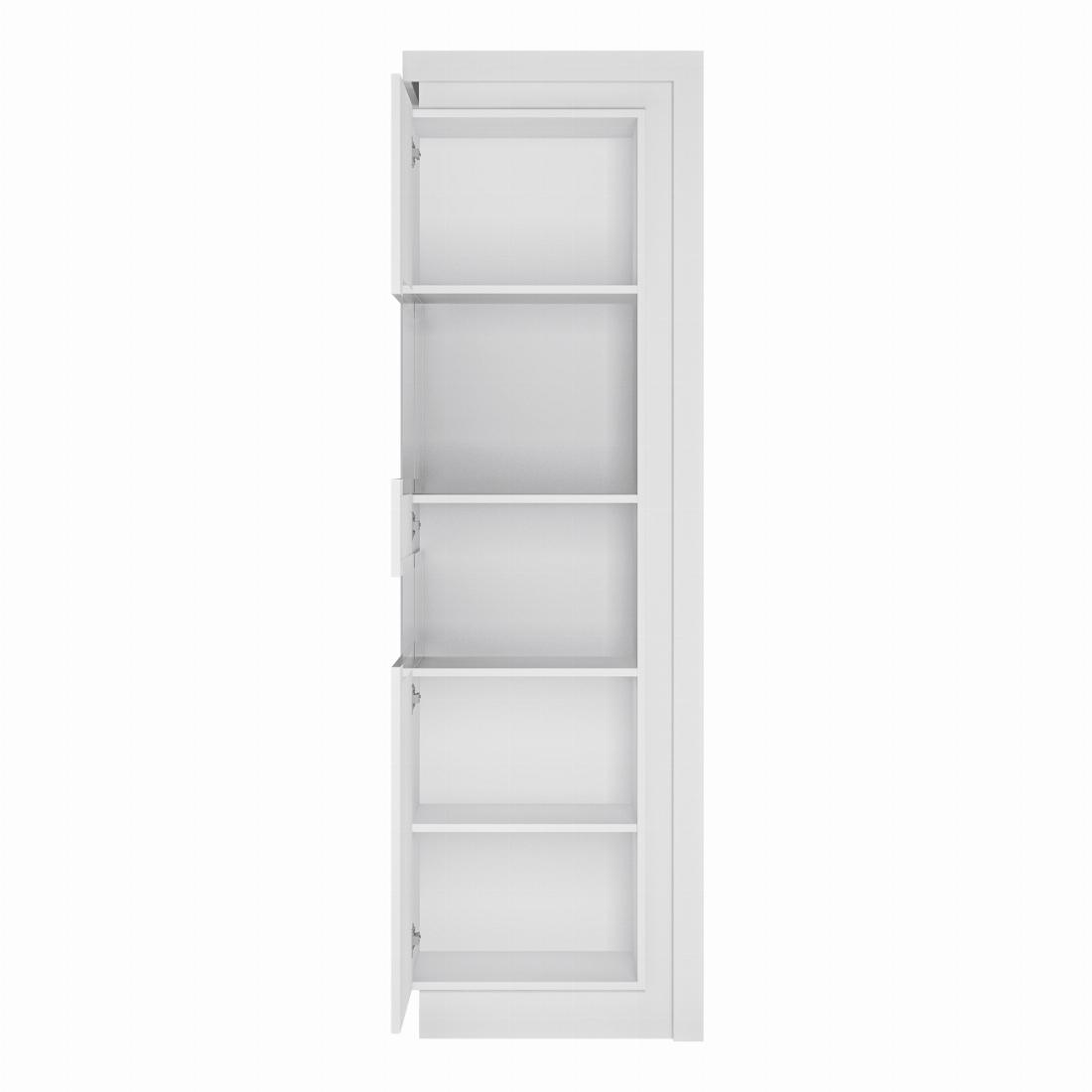 Lyon Tall Narrow display cabinet (LHD) (including LED lighting) in White and High Gloss