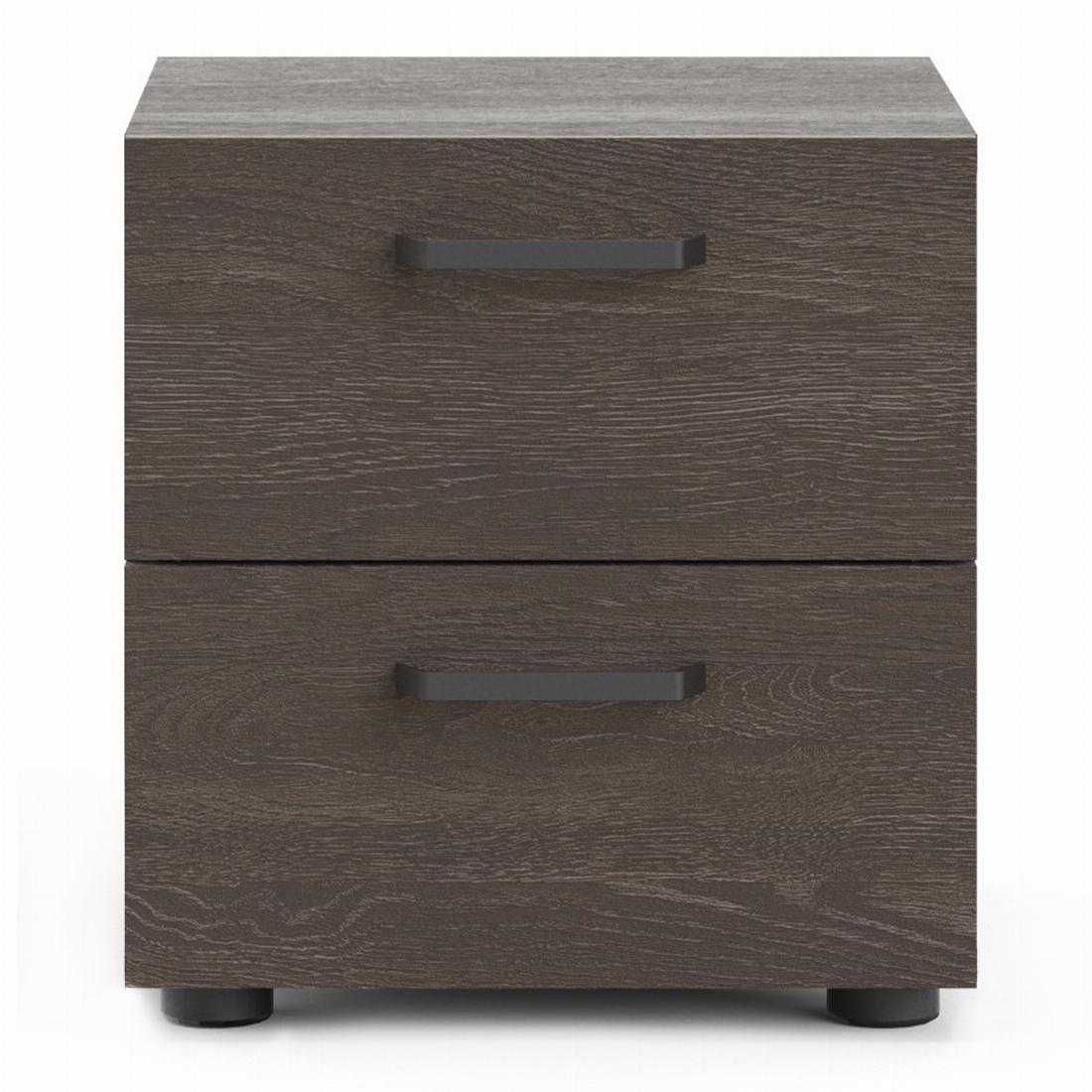 Dallas Nightstand 2 drawers Rovere Gessato Dark Oak