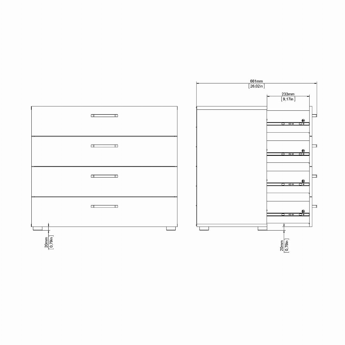 Dallas chest 4 drawers Rovere Gessato Dark Oak