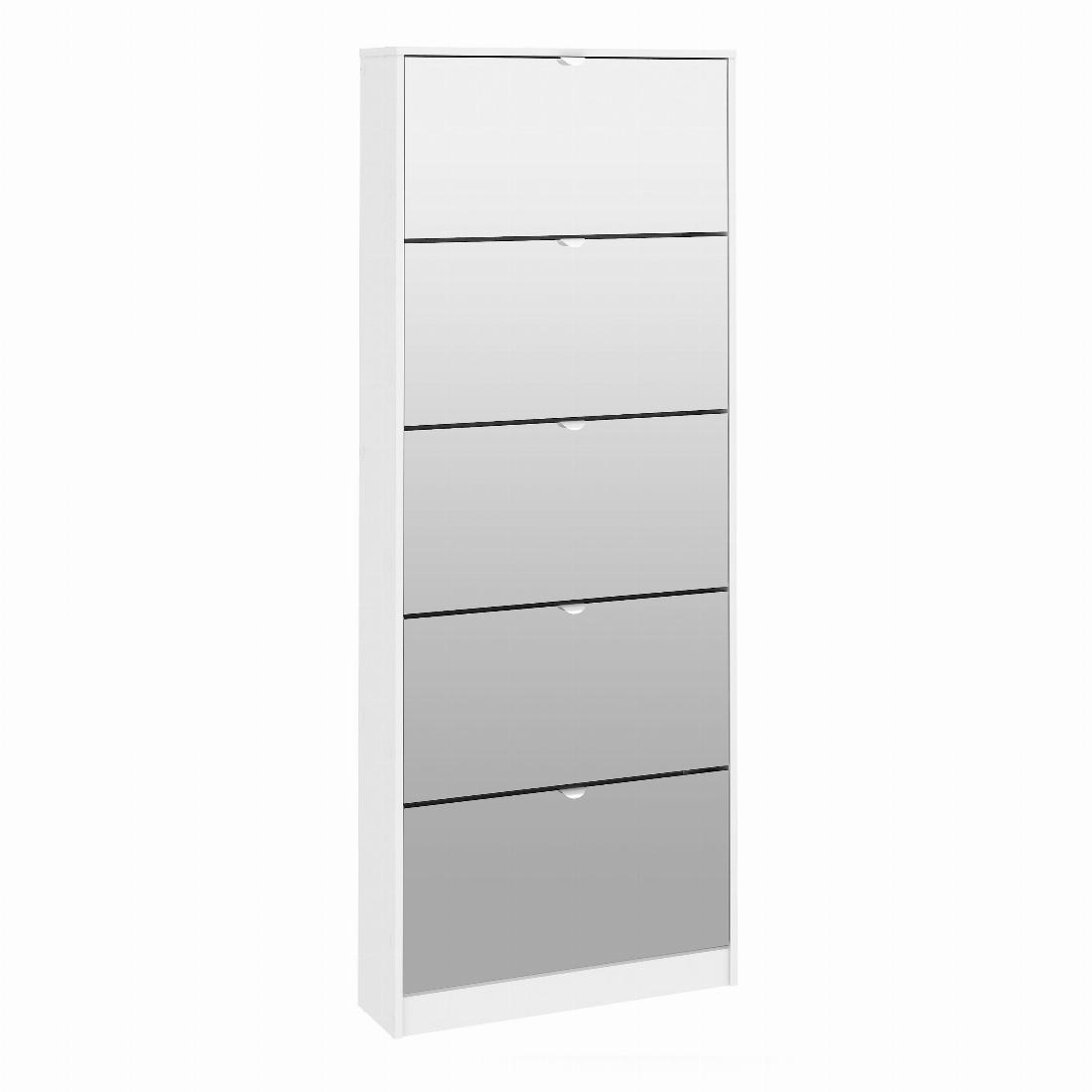 Shoes Shoe cabinet 5 Mirror tilting Doors in White