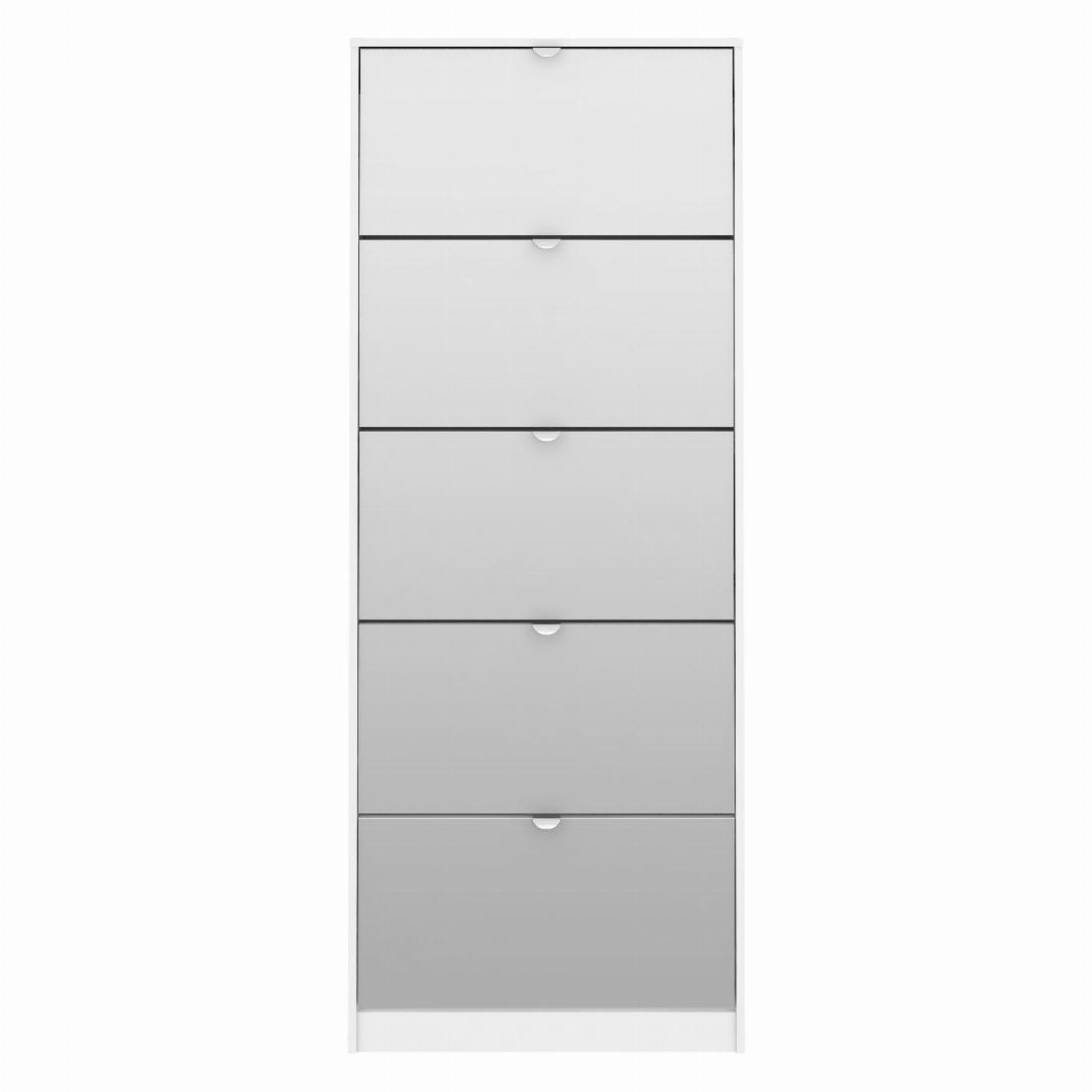 Shoes Shoe cabinet 5 Mirror tilting Doors in White